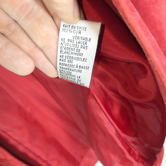 Vtg Nygard Collection Leather Shirt Jacket 16 Petite Womens Red Button Up - Picture 11 of 15